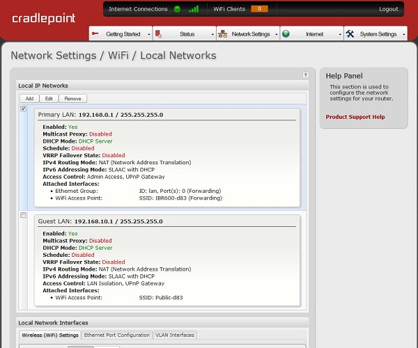 LTE Router IBR600 Lokales Netzwerk IBR600 Login Lokales Netzwerk